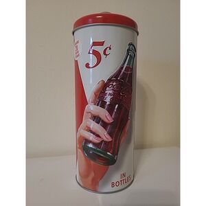Coca-Cola Vintage Style Straw Dispenser Tin with 20 Paper Straws Red White 5c
